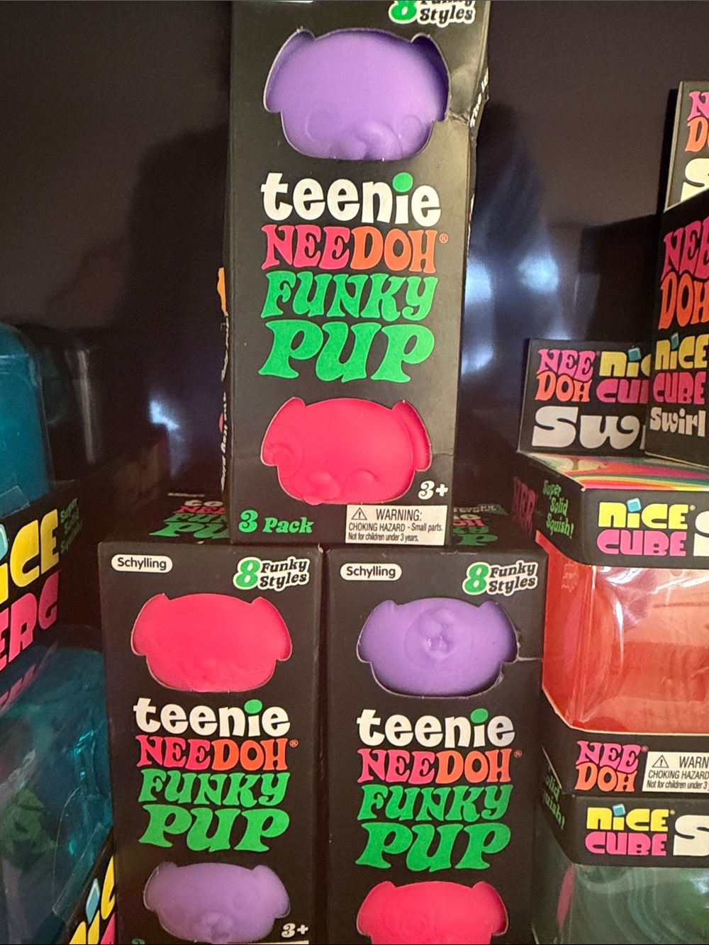 Needoh authentic Teenie Needoh Funky Pup Plush Set - Purple & Pink